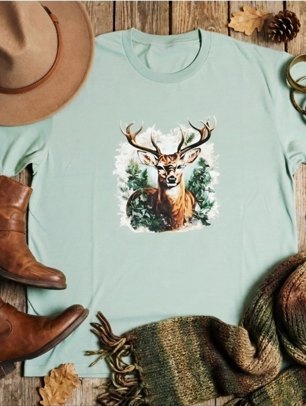 Feminine Outdoors Deer Tee • Rustic Wildlife Graphic • Nature Lover Shirt